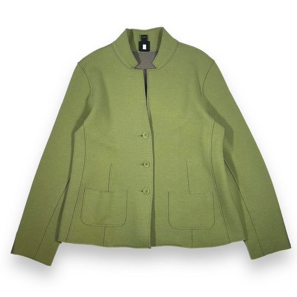 Eileen Fisher Merino Wool Blazer Style Jacket Womens Small Green - Picture 1 of 8